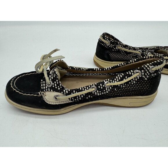 Sperry Top Sider Women's Angelfish Slip-On Nubuck Boat Shoes Size 7M Black Cream - Picture 6 of 10